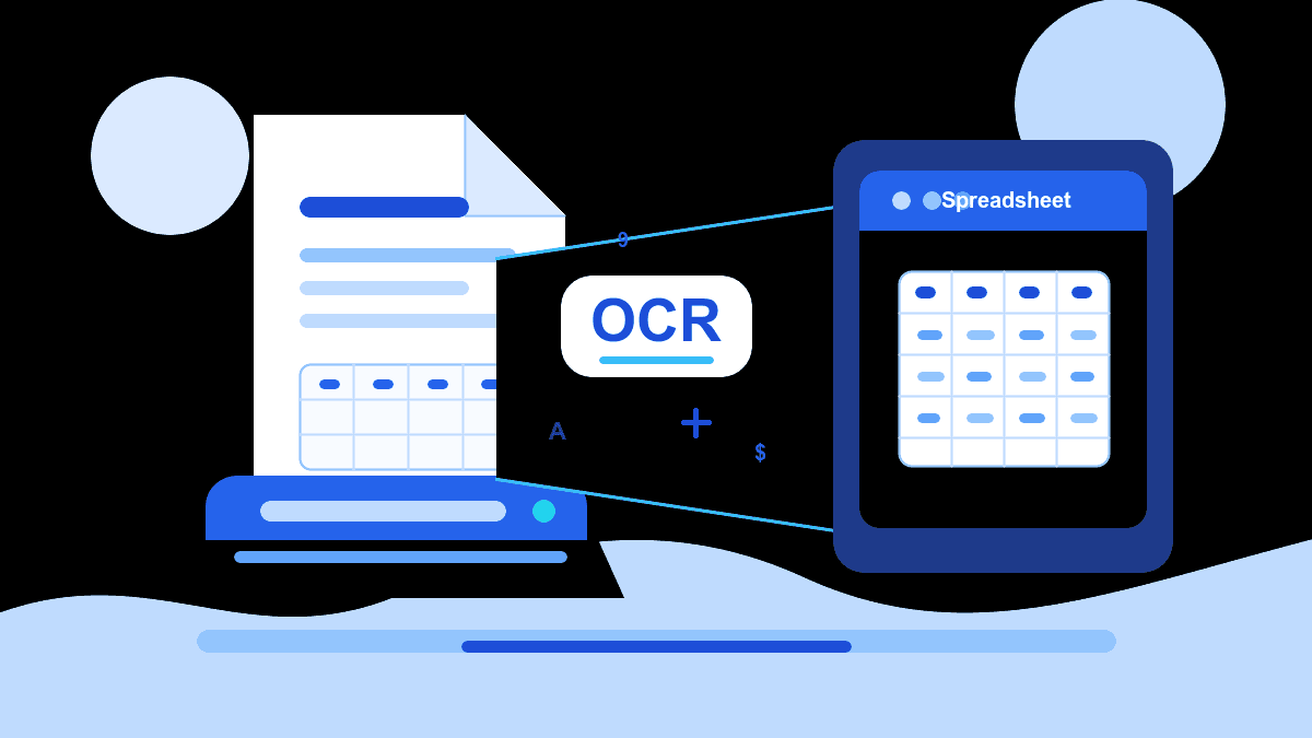 A document scanner converting a paper form into digital text and spreadsheet data.